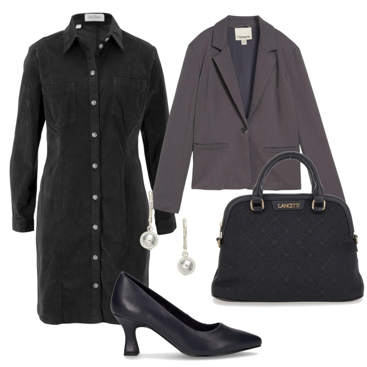 Outfit donna - Total look #2277438. Stile Chic per Ufficio. Abbinamento con vestiti, blazer, orecchini, borse a spalla, décolleté.