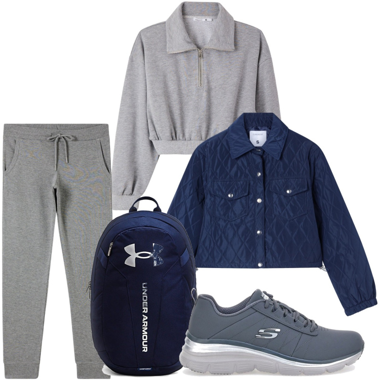 Outfit donna - Sporty chic. Stile Casual per Sport. Abbinamento con giacche, pantaloni, felpe, sneakers, zaini.