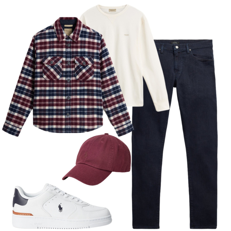 Outfit uomo - Relax. Stile Casual per Tutti i giorni. Abbinamento con t-shirt, cappotti, sneakers, jeans, cappelli.