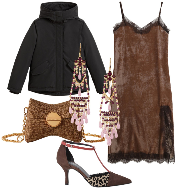 Outfit donna - L abito lingerie. Stile Glamour per Serata fuori. Abbinamento con décolleté, vestiti midi/longuette, piumini, orecchini, borse a tracolla.