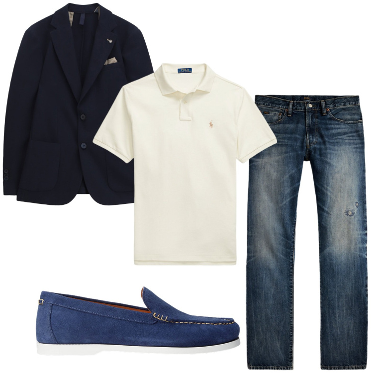 Outfit uomo - Pantaloni effetto used. Stile Casual per Tutti i giorni. Abbinamento con giacche, scarpe stringate, polo, jeans dritti.