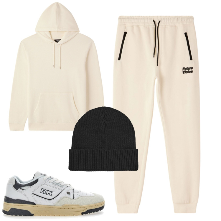 Outfit uomo - Novembre. Stile Casual per Tutti i giorni. Abbinamento con felpe con cappuccio, berretti, pantaloni, sneakers.