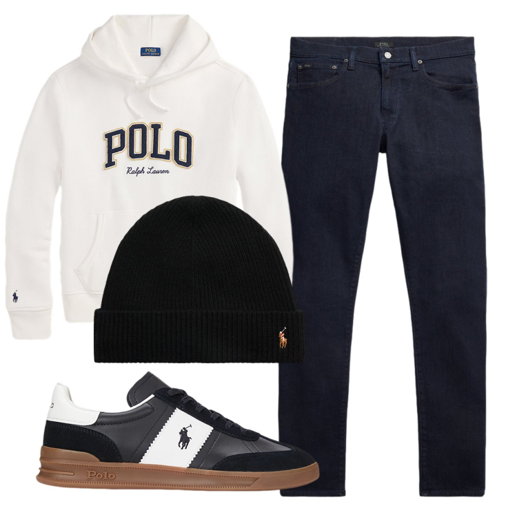 Outfit uomo - Total look #2277635. Stile Urban per Tutti i giorni. Abbinamento con sneakers, berretti, jeans, felpe con cappuccio.