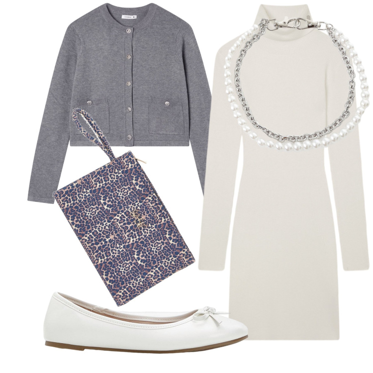 Outfit donna - Un golf per l ufficio. Stile Bon Ton per Ufficio. Abbinamento con ballerine, cardigans, vestiti corti, braccialetti, pochette.