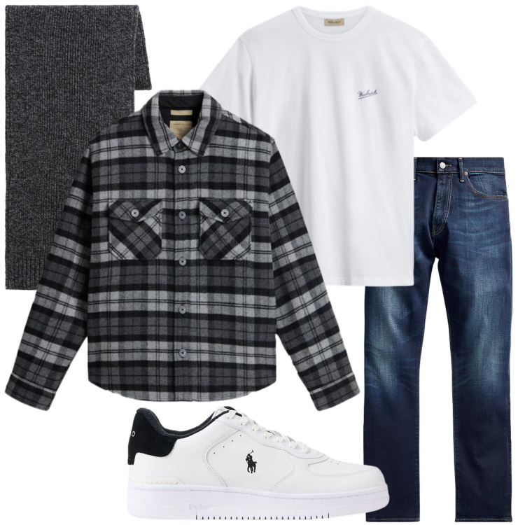 Outfit uomo - Casual style. Stile Casual per Tutti i giorni. Abbinamento con cappotti, t-shirt, jeans, sneakers.