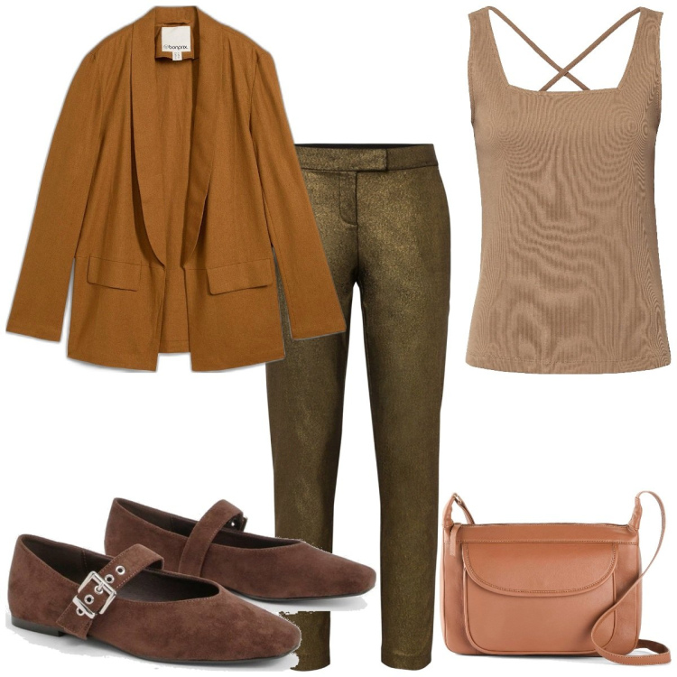 Outfit femme - Basique #5913. Style Basique pour Tous les jours. Assortir avec pantalon , sacs en bandoulière, hauts, blazers, ballerines.