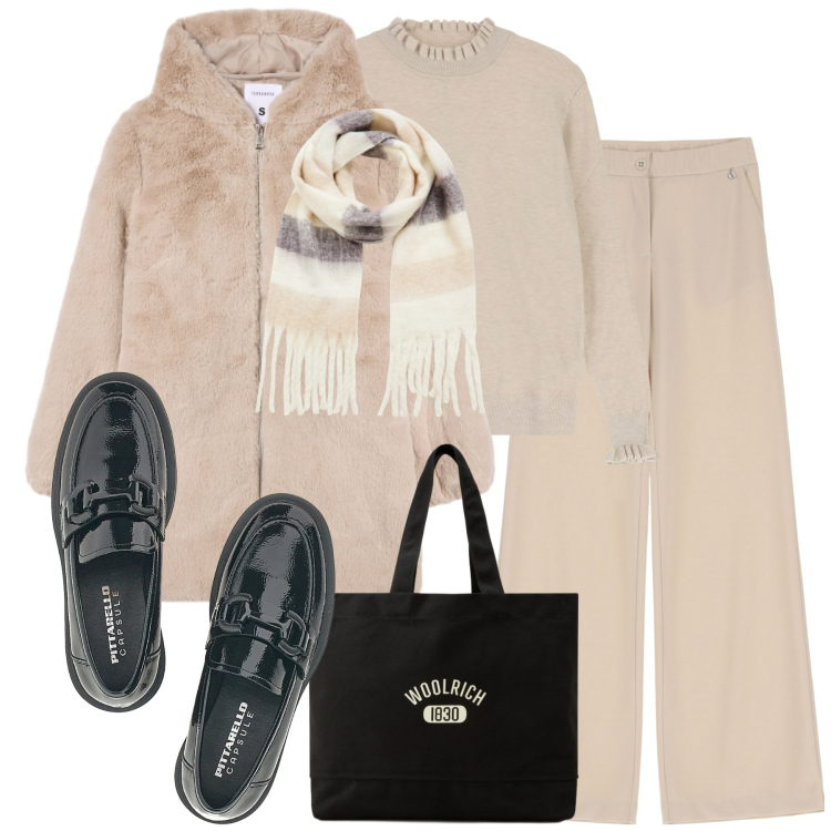 Outfit donna - Miele. Stile Casual chic per Tutti i giorni. Abbinamento con sciarpe, cappotti, pantaloni, maglieria, borse tote, mocassini.