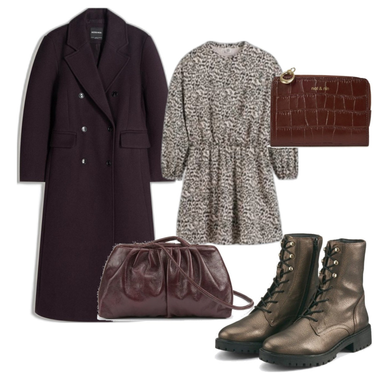 Outfit mujer - Romántica #3162. Estilo Romántica para Oficina. Combinación con bolsos de mano, botas, monederos, vestidos asimétricos, abrigos.