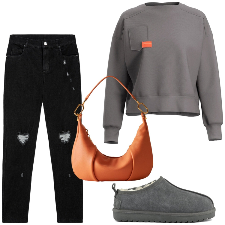 Outfit donna - Total look #2277797. Stile Basic per Tutti i giorni. Abbinamento con jeans skinny, borse a spalla, sabot, felpe.