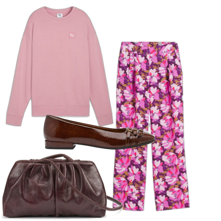 Outfit mujer - Casual #12360. Estilo Casual para Oficina. Combinación con pantalones, bolsos de mano, sudaderas, bailarinas.