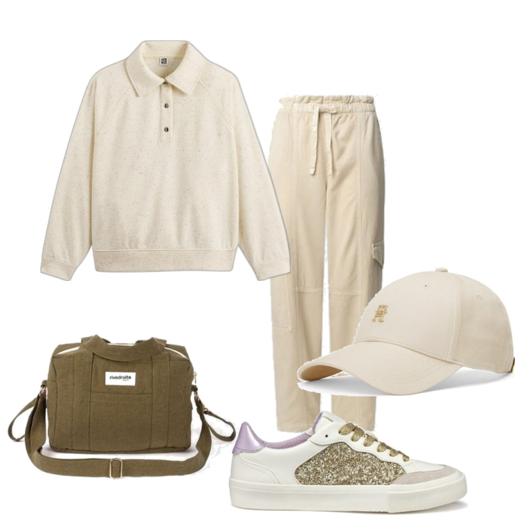 Outfit mujer - Sporty chic #3577. Estilo Sporty chic para Todos los días. Combinación con bandoleras, sneakers, pantalones cargo, sudaderas, sombreros.