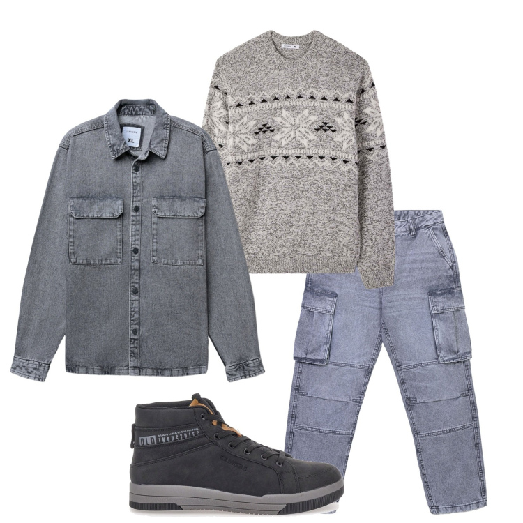 Outfit uomo - Total look #2277880. Stile Urban per Tutti i giorni. Abbinamento con cappotti, jeans, maglieria, sneakers.