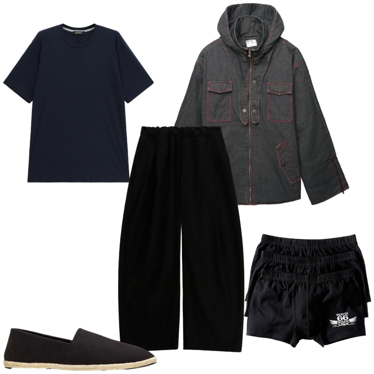 Outfit uomo - Total look #2277883. Stile Trendy per Serata speciale. Abbinamento con espadrillas, boxer, giacche, pantaloni, t-shirt.
