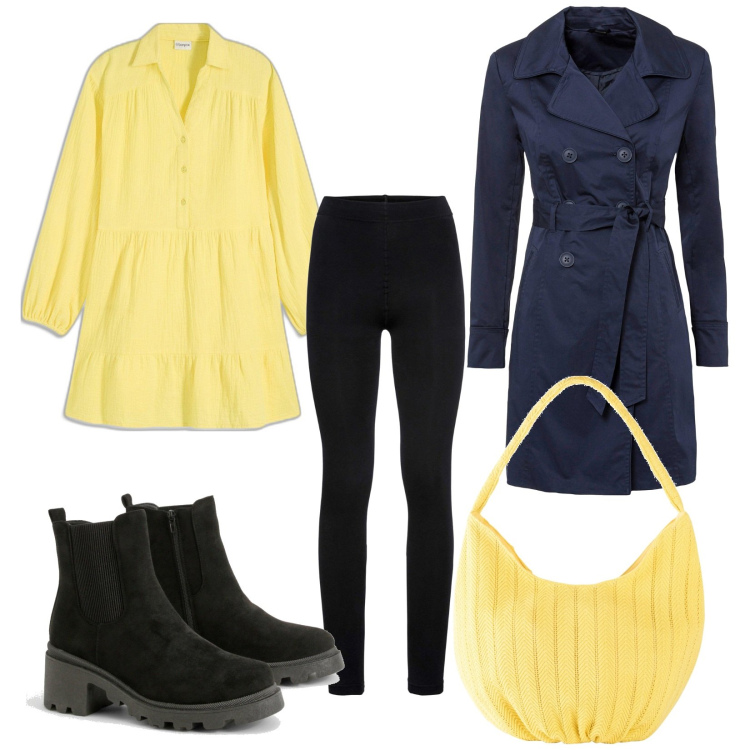 Outfit femme - Bon Ton #6183. Style Bon Ton pour Tous les jours. Assortir avec imperméable, legging, robes courtes, sac cabas, bottes.
