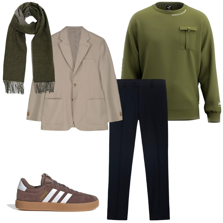 Outfit uomo - Total look #2278005. Stile Trendy per Tutti i giorni. Abbinamento con giacche, pantaloni, sciarpe, felpe, sneakers.