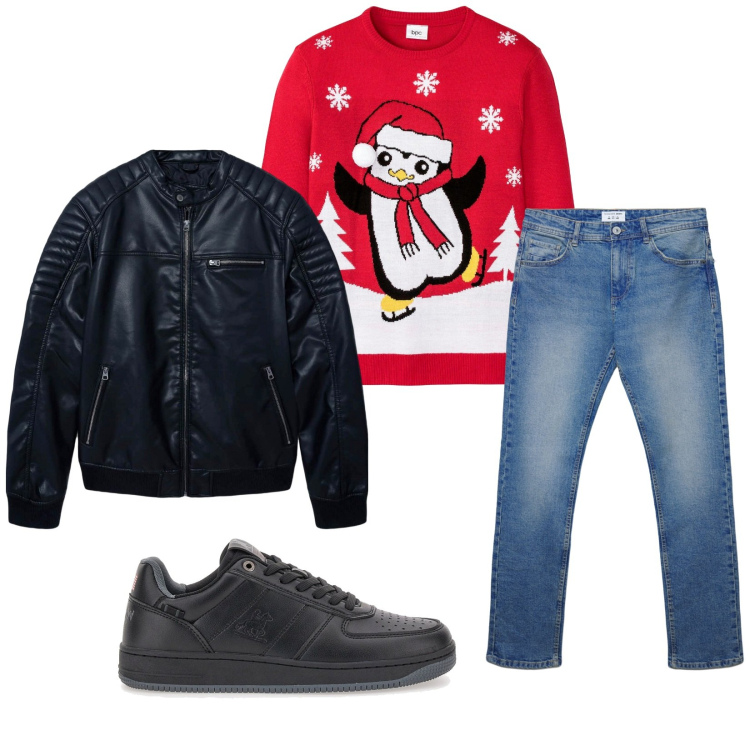 Outfit uomo - Total look #2278018. Stile Casual per Tutti i giorni. Abbinamento con maglieria, giacche, jeans dritti, sneakers.