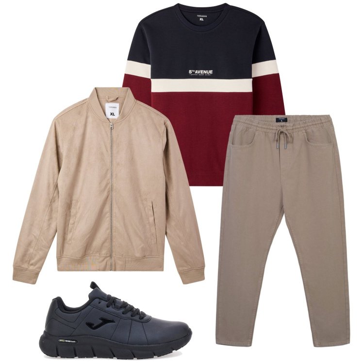 Outfit uomo - Total look #2278024. Stile Casual per Tutti i giorni. Abbinamento con bomber, pantaloni, felpe, sneakers.