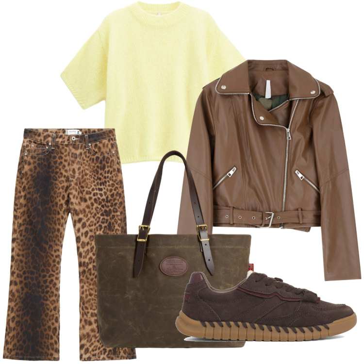 Outfit donna - I pantaloni di tendenza. Stile Etnico per Tutti i giorni. Abbinamento con pantaloni, giacche, maglieria, borse tote, sneakers.