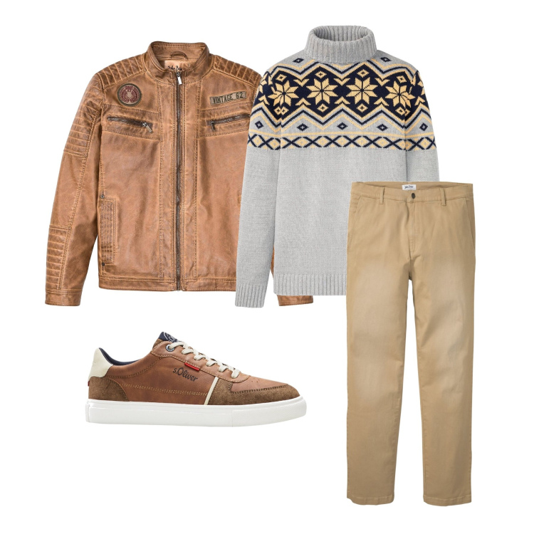 Outfit homme - Novembre. Style Tendance pour Tous les jours. Assortir avec manteaux, pantalon , sneakers, pulls.