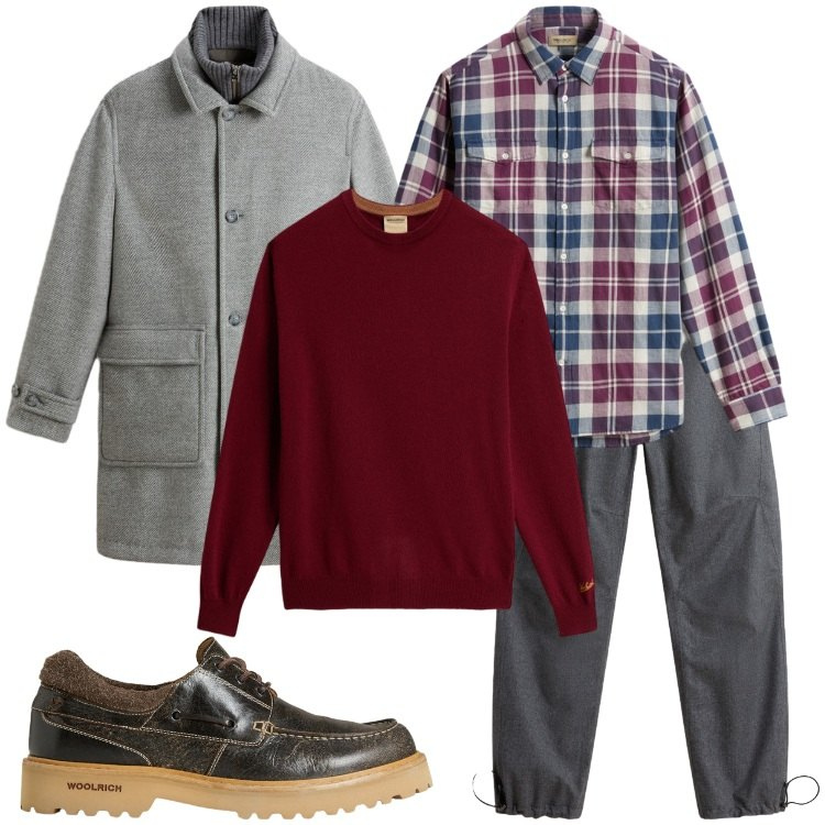 Outfit uomo - Ben coperto. Stile Trendy per Tutti i giorni. Abbinamento con pantaloni, scarpe stringate, camicie, maglieria, cappotti.