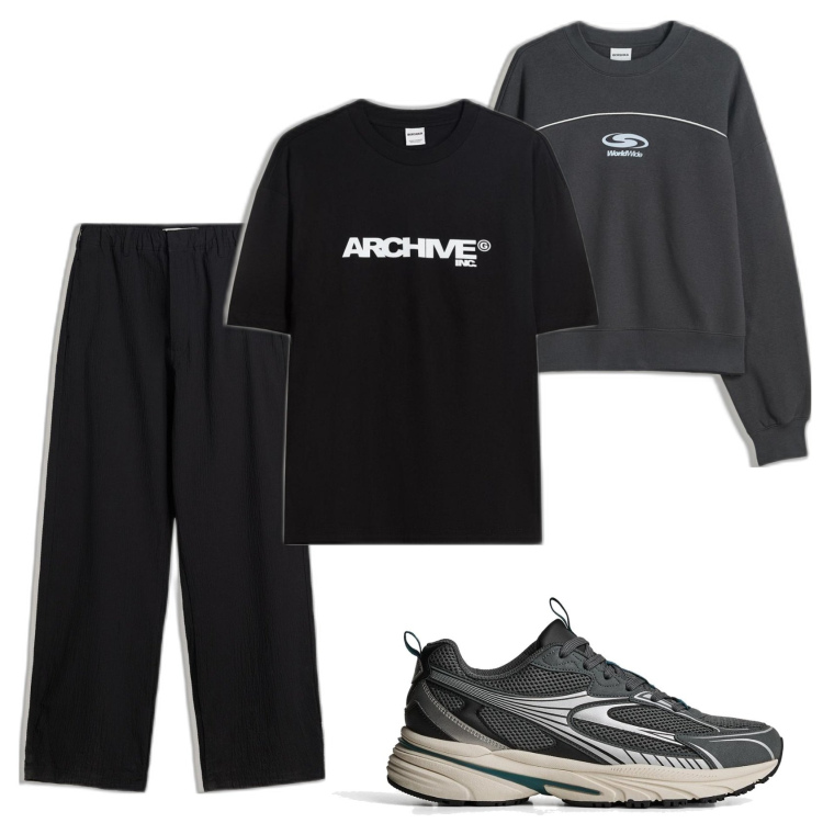 Outfit hombre - Casual look. Estilo Casual para Todos los días. Combinación con pantalones, sneakers, sudaderas, camiseta.