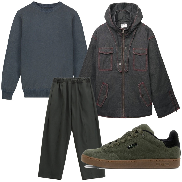 Outfit uomo - Toni neutri. Stile Trendy per Tutti i giorni. Abbinamento con giacche, pantaloni, maglieria, sneakers.