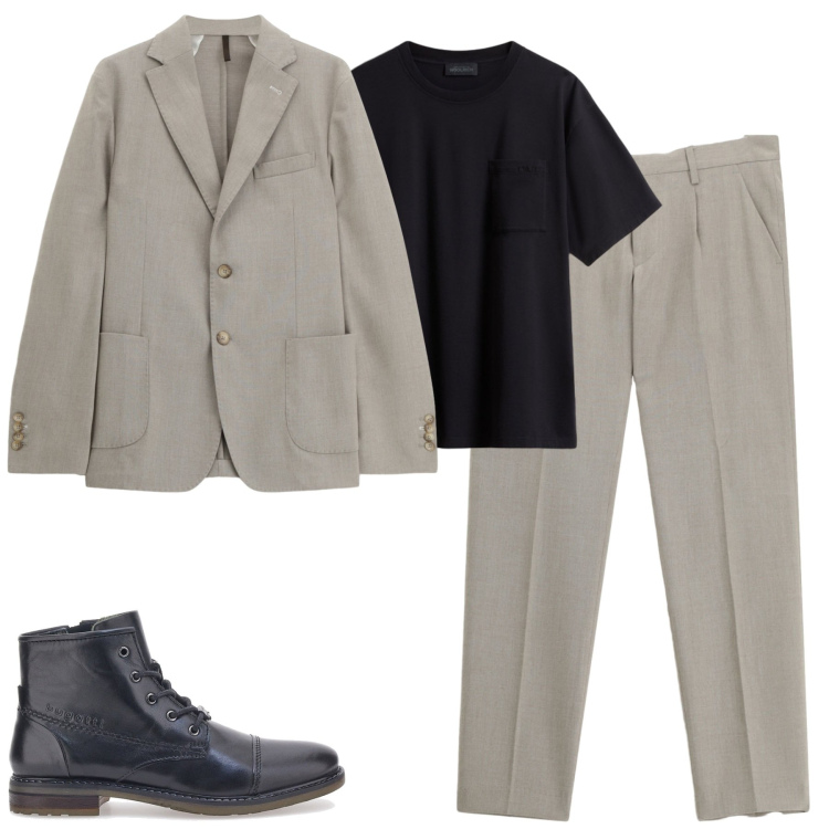 Outfit uomo - Imperial. Stile Business/Elegante per Tutti i giorni. Abbinamento con t-shirt, pantaloni, giacche, stivali e stivaletti.