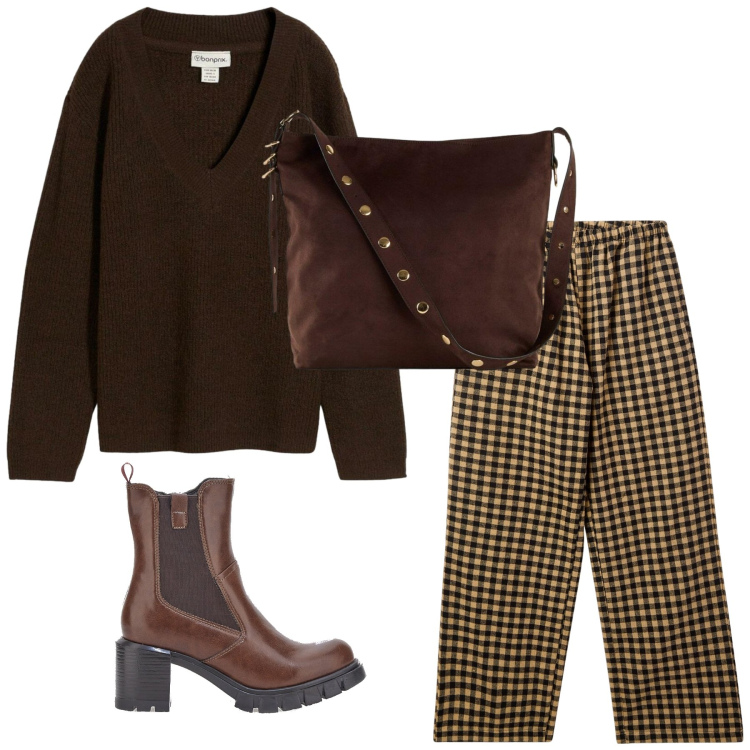 Outfit donna - Total look #2278156. Stile Urban per Ufficio. Abbinamento con maglieria, shopping bag, pantaloni, stivaletti.