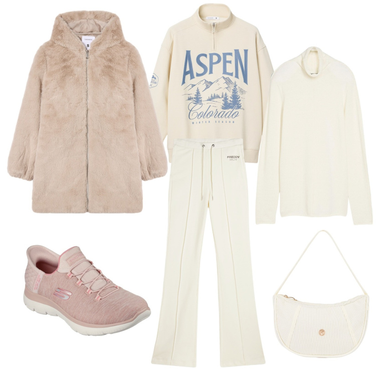 Outfit donna - Total look #2278171. Stile Casual per Sport. Abbinamento con maglieria, cappotti, felpe, pantaloni, borse a mano, sneakers.