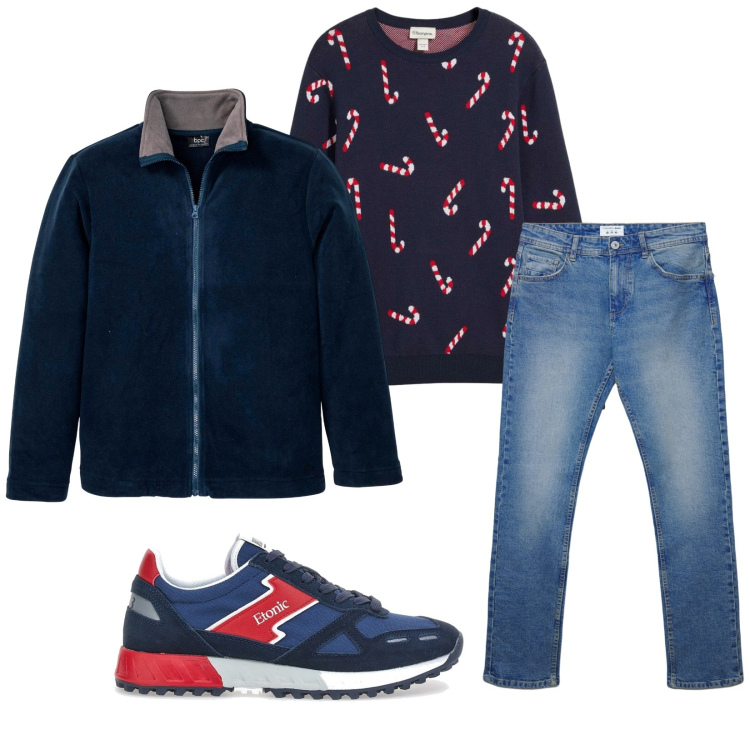 Outfit uomo - Total look #2278179. Stile Trendy per Serata speciale. Abbinamento con giacche, maglieria, jeans dritti, sneakers.