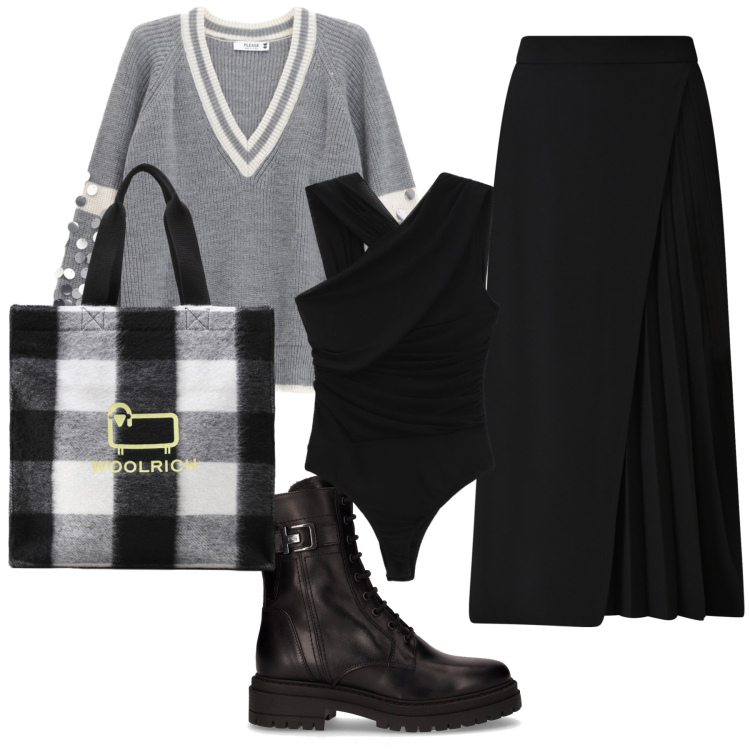 Outfit donna - Che bella maglia. Stile Urban per Tutti i giorni. Abbinamento con gonne longuette, maglieria, borse tote, body, anfibi.