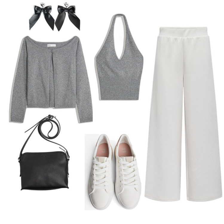 Outfit mujer - Sporty chic #3583. Estilo Sporty chic para Todos los días. Combinación con bolsos saco, sneakers, top, blazers, pantalones, pendientes.
