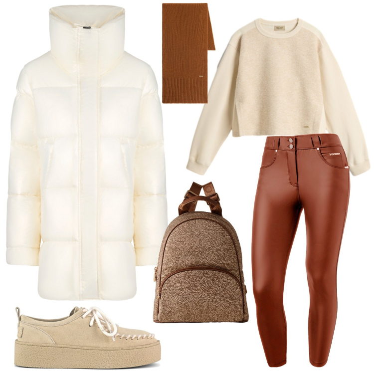 Outfit donna - Total look #2278420. Stile Casual per Tutti i giorni. Abbinamento con felpe, sciarpe, pantaloni skinny, blazer, zaini, mocassini.