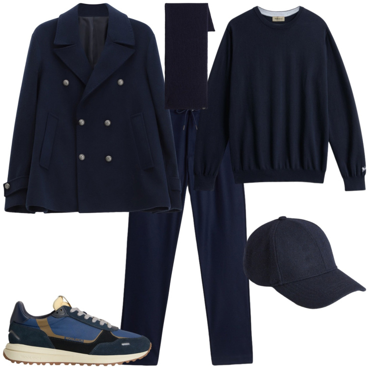 Outfit uomo - Total look #2278444. Stile Trendy per Tutti i giorni. Abbinamento con sneakers, pantaloni, maglieria, cappelli, sciarpe, cappotti.