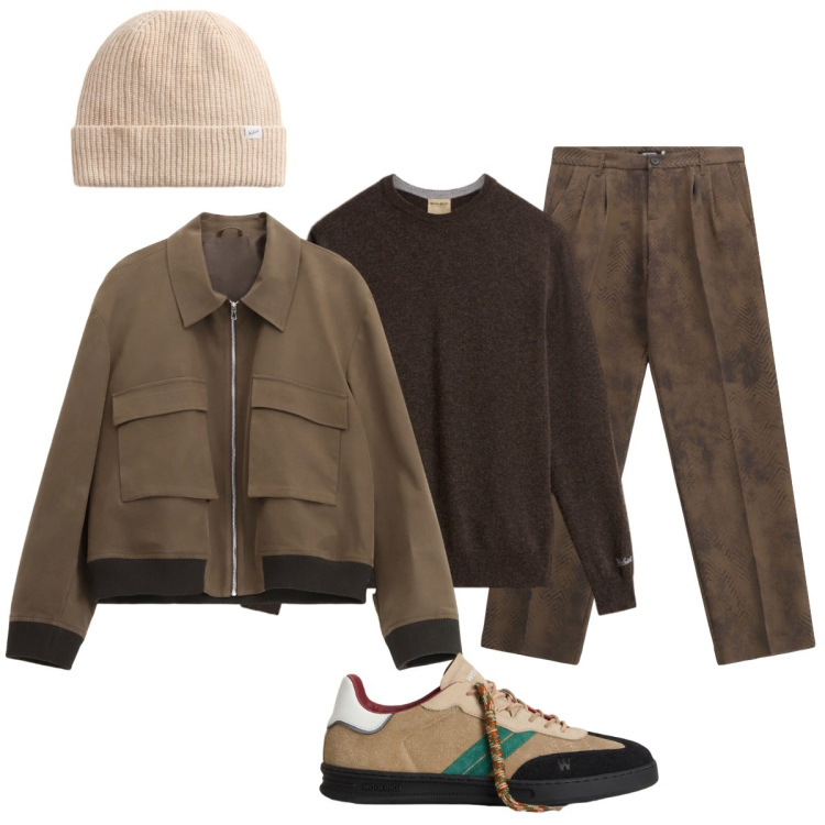 Outfit uomo - Total look #2278454. Stile Trendy per Tutti i giorni. Abbinamento con sneakers, maglieria, berretti, pantaloni, giacche.