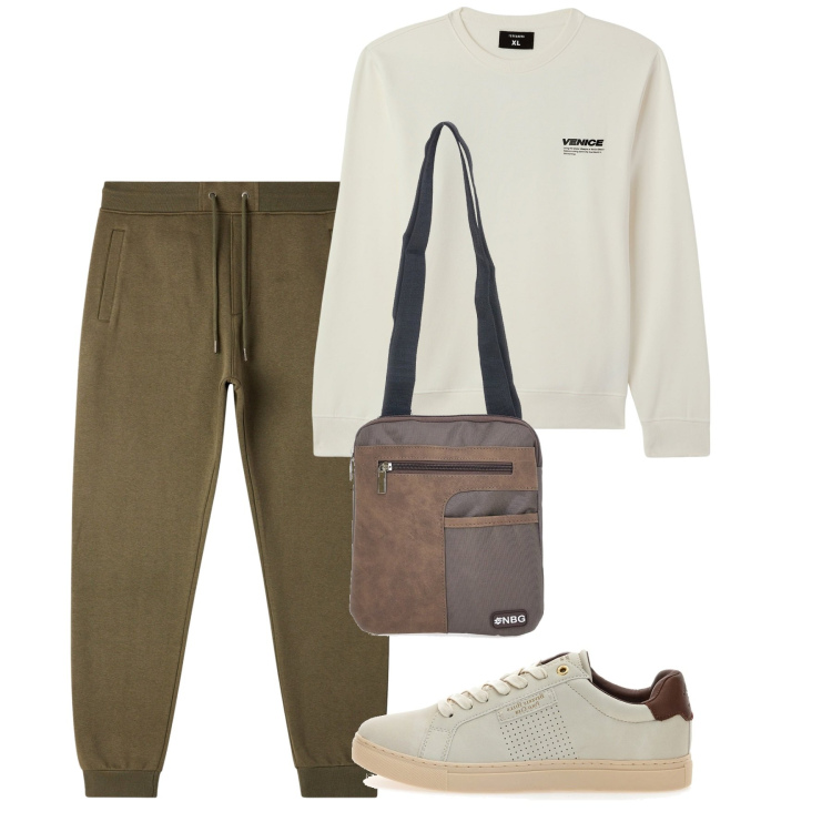Outfit uomo - Novembre sporty. Stile Casual per Tutti i giorni. Abbinamento con felpe, pantaloni, borse sportive, sneakers.