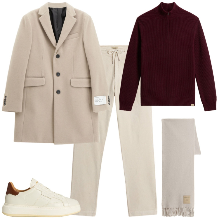 Outfit uomo - Trendy week end. Stile Trendy per Tutti i giorni. Abbinamento con pantaloni, sneakers, sciarpe, maglieria, cappotti.