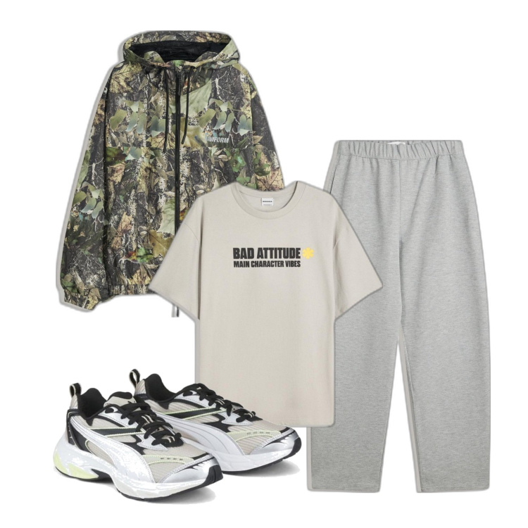 Outfit hombre - Paseo matutino. Estilo Urban para Todos los días. Combinación con sneakers, camiseta, pantalones, chaquetas.