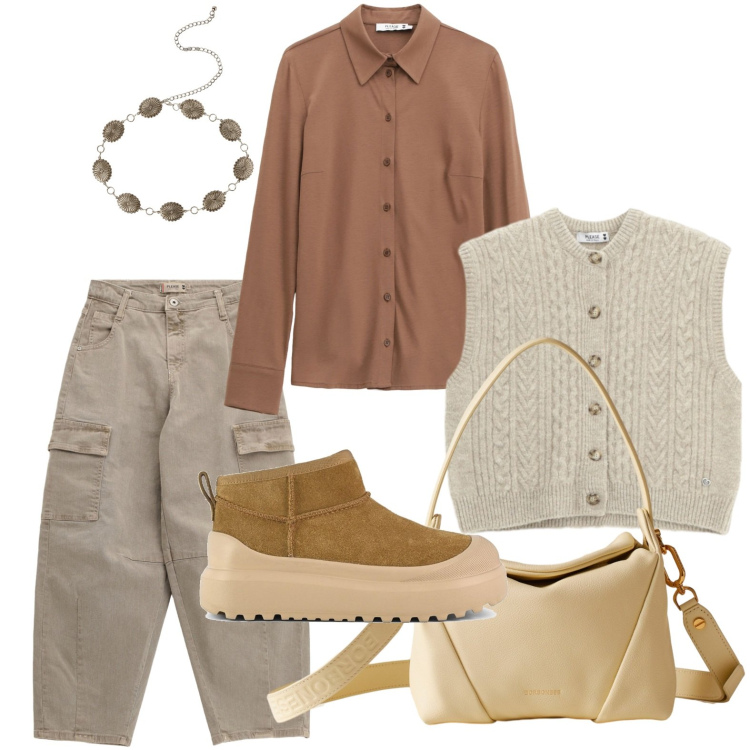 Outfit donna - La cintura strategica. Stile Casual per Scuola/Università. Abbinamento con pantaloni chino, camicie, gilet, cinture, borse a spalla, stivali.