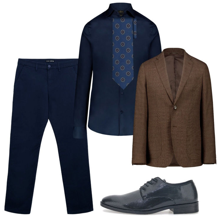 Outfit uomo - Novembre elegante. Stile Business/Elegante per Serata speciale. Abbinamento con pantaloni chino, camicie, scarpe stringate, giacche, cravatte.