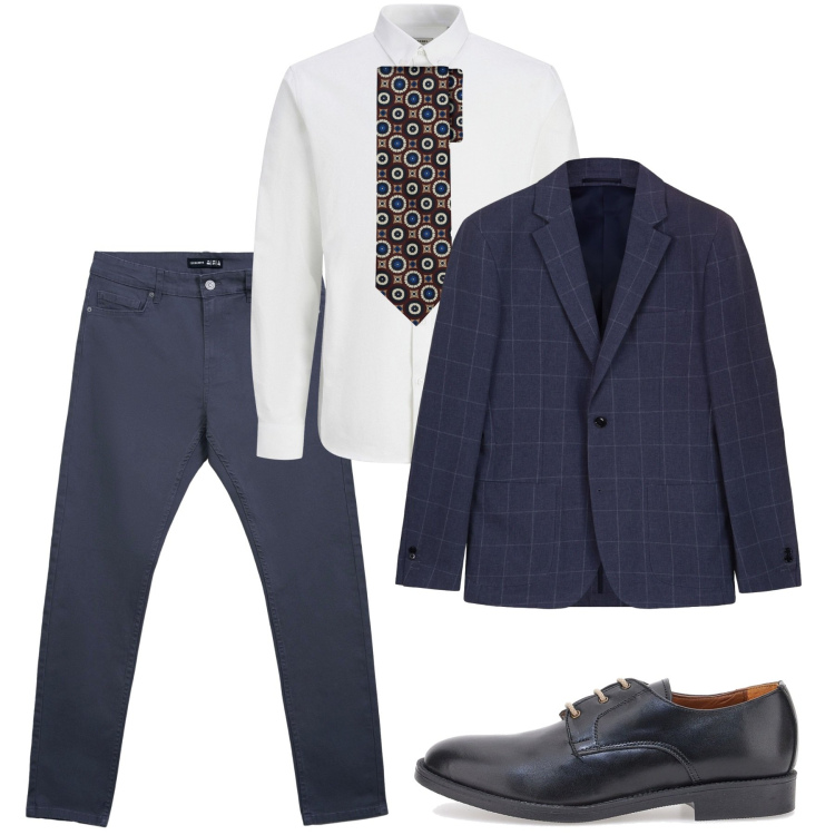 Outfit uomo - Novembre chic. Stile Business/Elegante per Ufficio. Abbinamento con camicie, pantaloni skinny, scarpe stringate, giacche, cravatte.