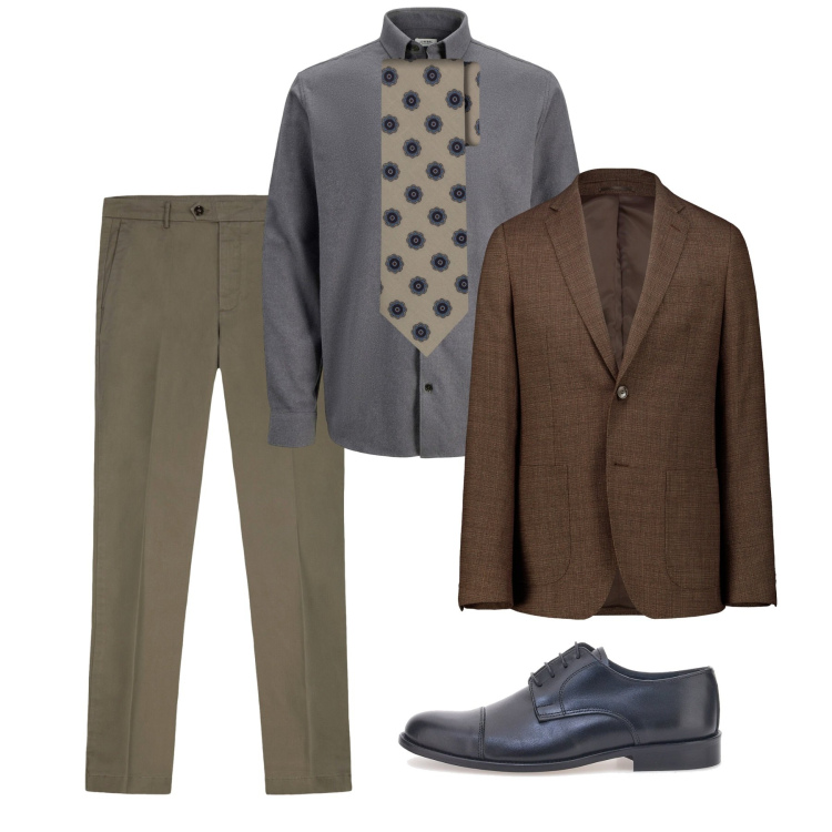 Outfit uomo - Attraente così. Stile Business/Elegante per Serata speciale. Abbinamento con camicie, scarpe stringate, cravatte, giacche, pantaloni chino.