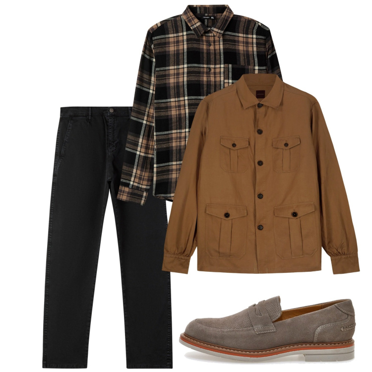 Outfit uomo - Novembre. Stile Casual per Tutti i giorni. Abbinamento con pantaloni chino, camicie, scarpe stringate, cappotti.