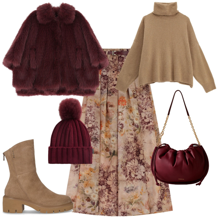 Outfit donna - Romantica. Stile Romantica per Tutti i giorni. Abbinamento con blazer, berretti, maglieria, pantaloni a palazzo, borse a spalla, stivaletti.