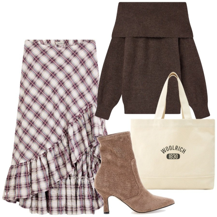 Outfit donna - La gonna con le ruches. Stile Vintage retrò per Tutti i giorni. Abbinamento con gonne, maglieria, borse tote, stivaletti chelsea.