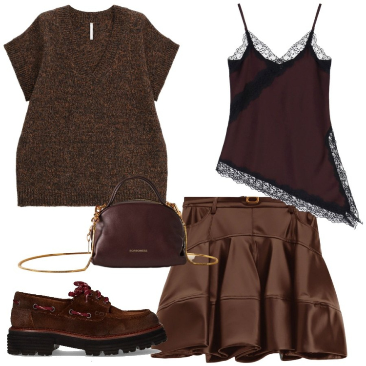 Outfit donna - Total look #2278799. Stile Glamour per Serata fuori. Abbinamento con maglieria, minigonne, canottiere, borse a mano, mocassini.