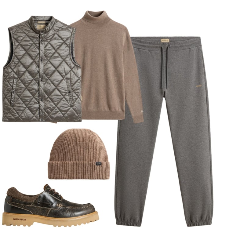 Outfit uomo - Total look #2278829. Stile Urban per Tutti i giorni. Abbinamento con maglieria, pantaloni, scarpe stringate, gilet, berretti.