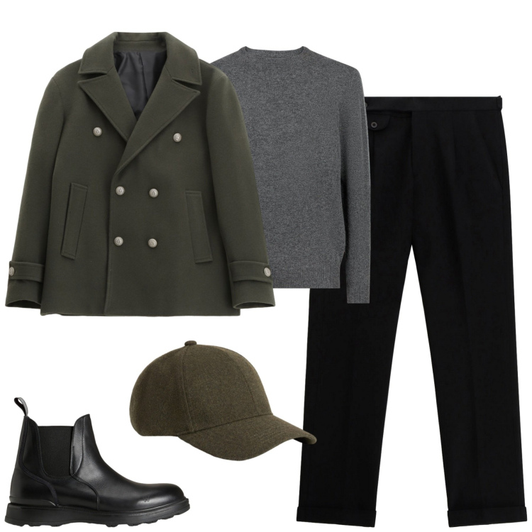 Outfit uomo - Total look #2278833. Stile Urban per Tutti i giorni. Abbinamento con stivali e stivaletti, cappelli, cappotti, pantaloni, maglieria.