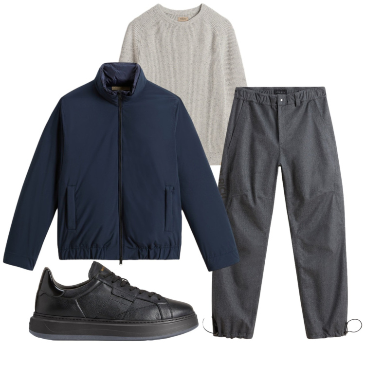 Outfit uomo - Total look #2278843. Stile Casual per Tutti i giorni. Abbinamento con pantaloni, sneakers, maglieria, bomber.