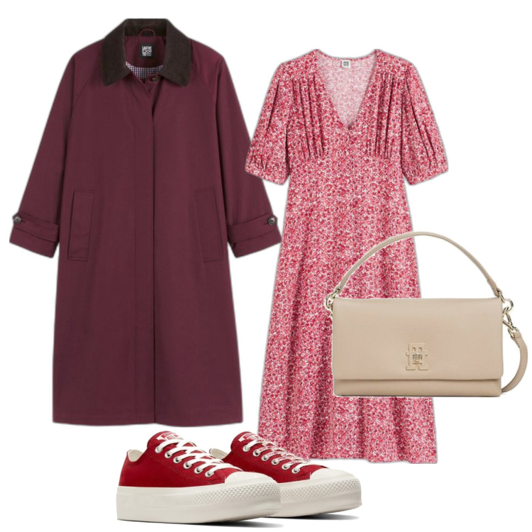 Outfit mujer - Romántica #3176. Estilo Romántica para Oficina. Combinación con sneakers, vestidos largos, bandoleras, trench.